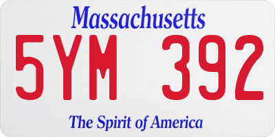 MA license plate 5YM392