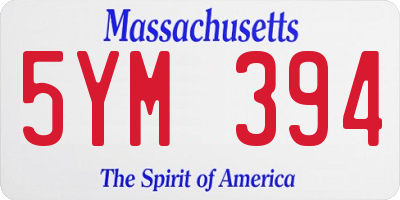 MA license plate 5YM394