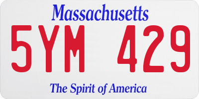 MA license plate 5YM429