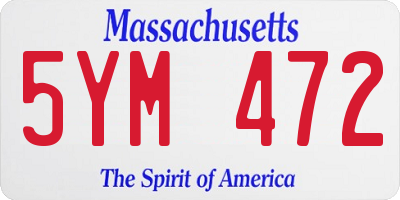 MA license plate 5YM472