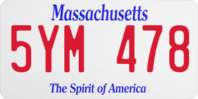 MA license plate 5YM478