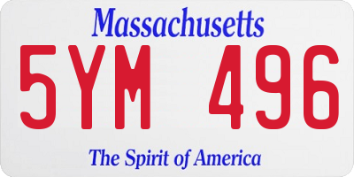 MA license plate 5YM496