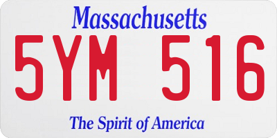 MA license plate 5YM516