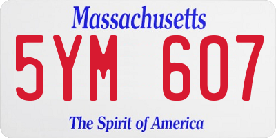 MA license plate 5YM607