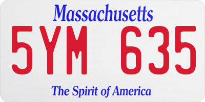 MA license plate 5YM635