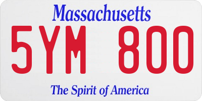 MA license plate 5YM800