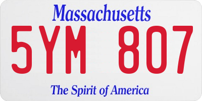 MA license plate 5YM807