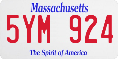 MA license plate 5YM924