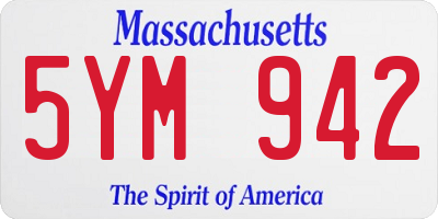 MA license plate 5YM942