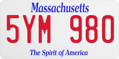 MA license plate 5YM980
