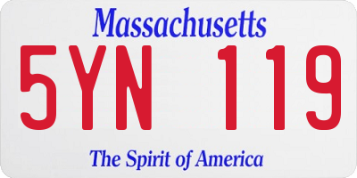 MA license plate 5YN119