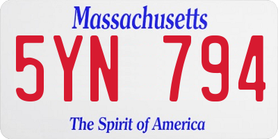 MA license plate 5YN794