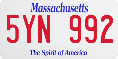 MA license plate 5YN992