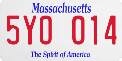 MA license plate 5YO014
