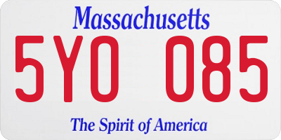 MA license plate 5YO085