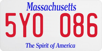 MA license plate 5YO086