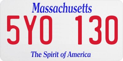 MA license plate 5YO130