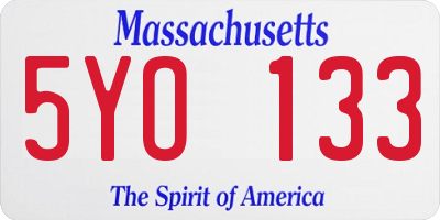 MA license plate 5YO133