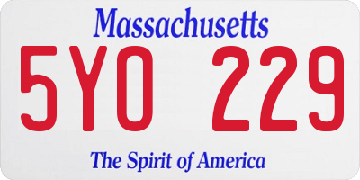MA license plate 5YO229