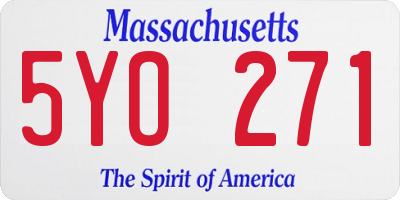 MA license plate 5YO271