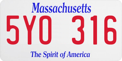 MA license plate 5YO316