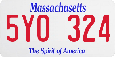 MA license plate 5YO324