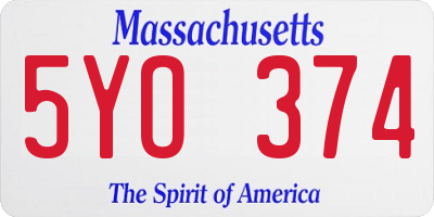 MA license plate 5YO374