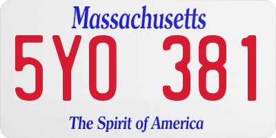 MA license plate 5YO381