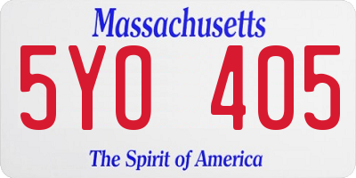MA license plate 5YO405