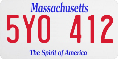 MA license plate 5YO412