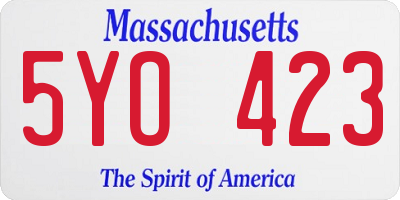 MA license plate 5YO423