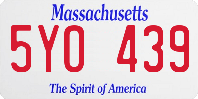 MA license plate 5YO439