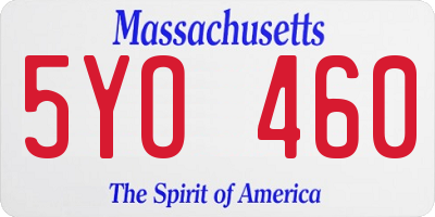 MA license plate 5YO460