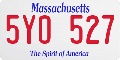 MA license plate 5YO527