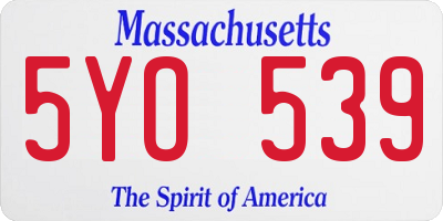 MA license plate 5YO539
