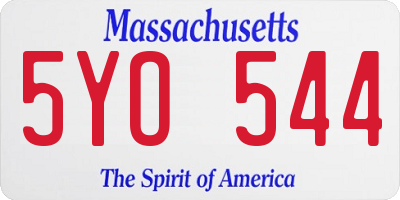 MA license plate 5YO544