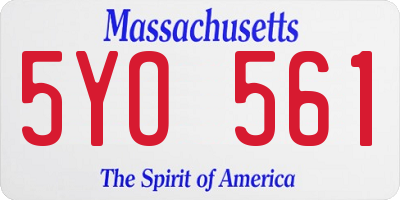 MA license plate 5YO561