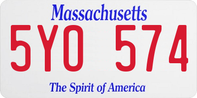 MA license plate 5YO574