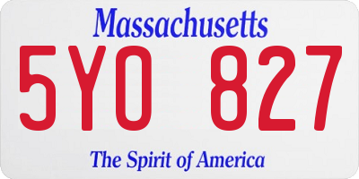 MA license plate 5YO827