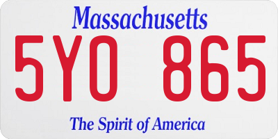 MA license plate 5YO865