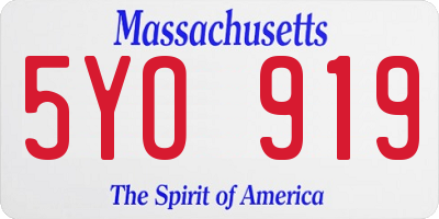 MA license plate 5YO919