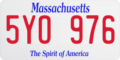MA license plate 5YO976