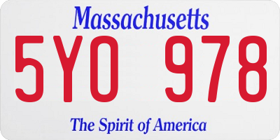 MA license plate 5YO978