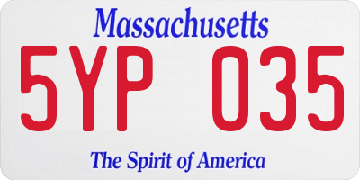 MA license plate 5YP035