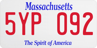 MA license plate 5YP092