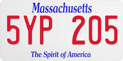 MA license plate 5YP205