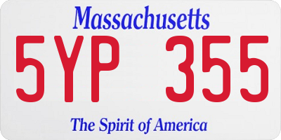 MA license plate 5YP355