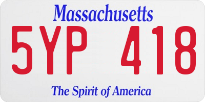 MA license plate 5YP418