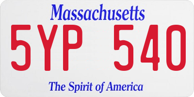 MA license plate 5YP540