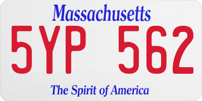 MA license plate 5YP562